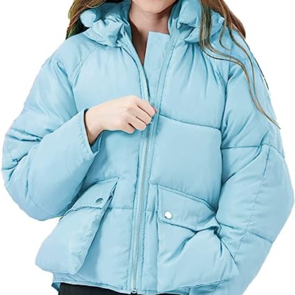 M2C Women's Hooded Short Puffer Jacket Padded Winter Coat